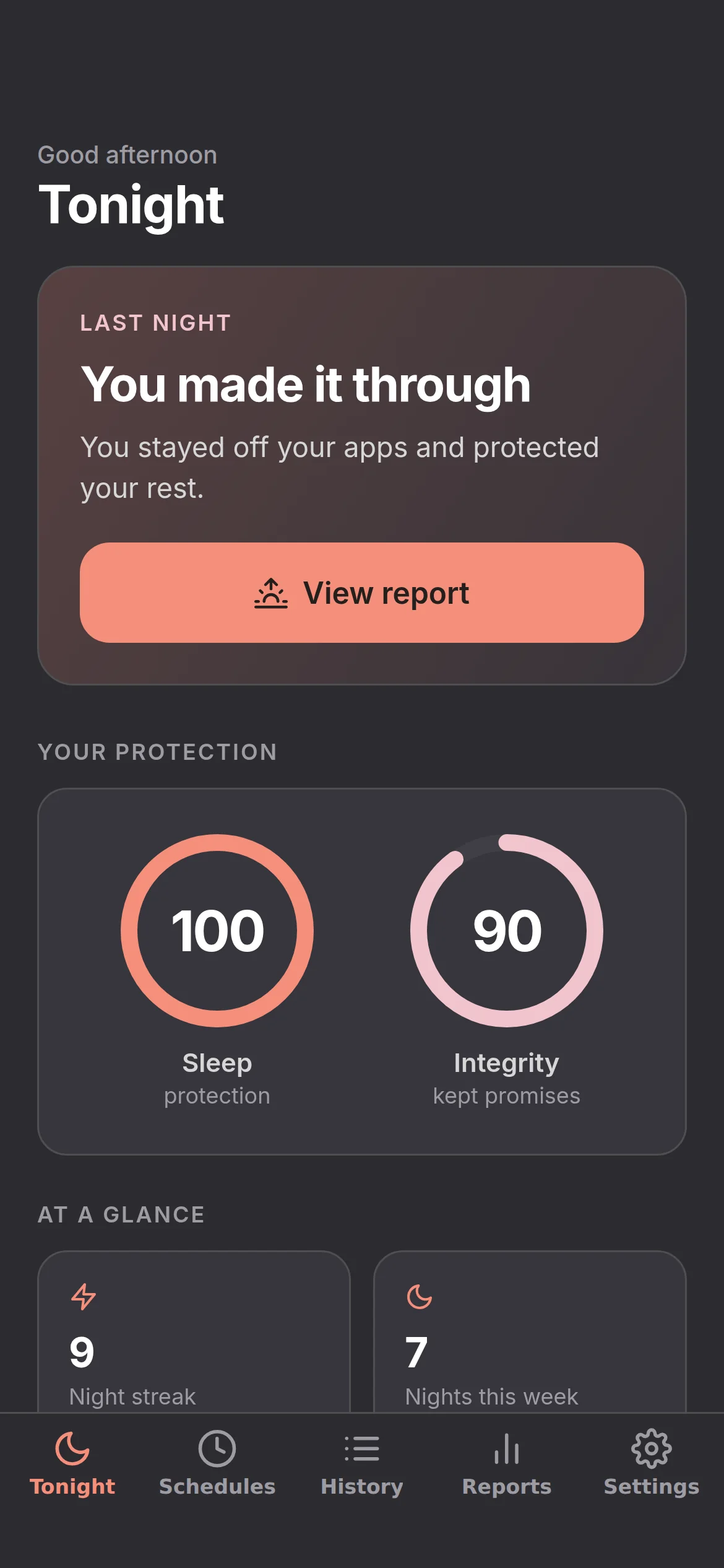 QuitScrolling dashboard with protection scores QuitScrolling dashboard with protection scores