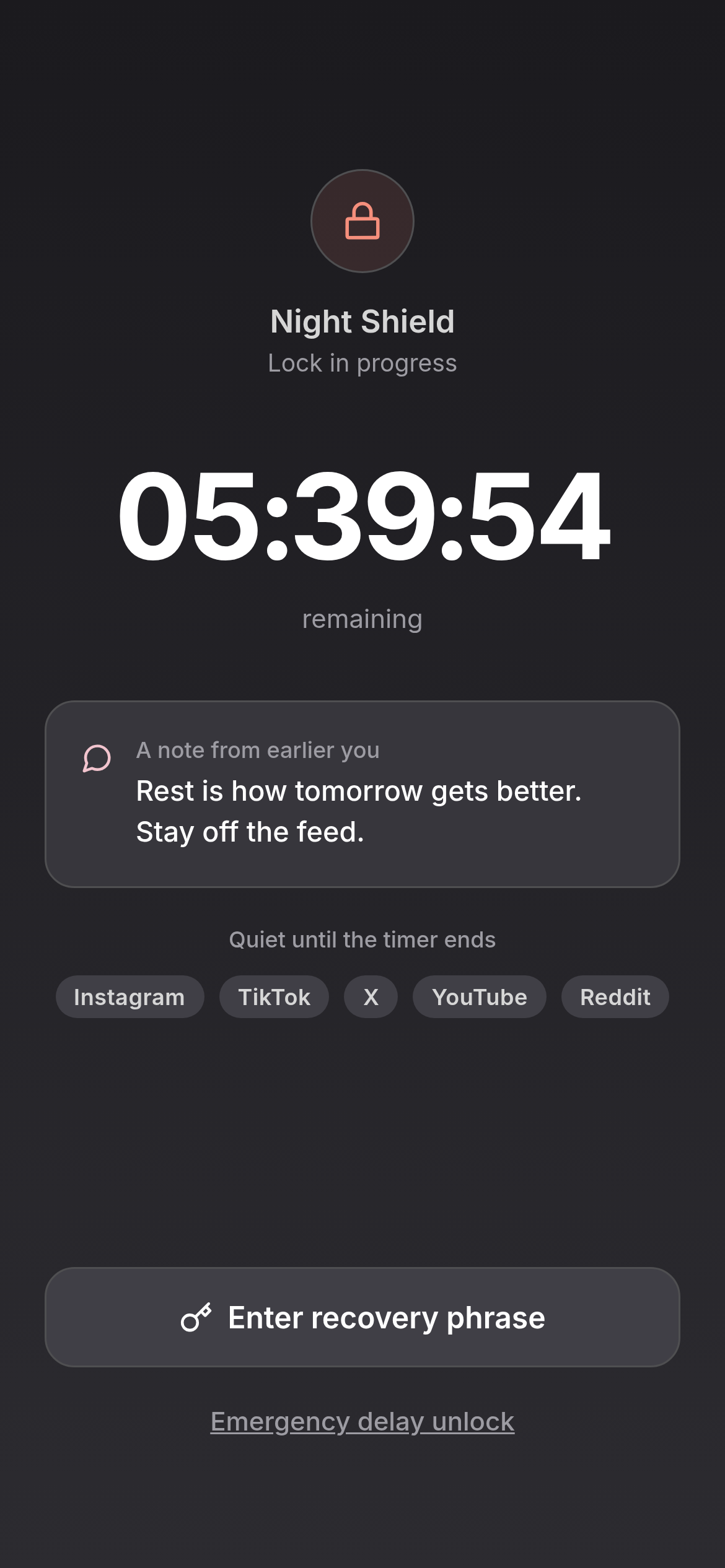 QuitScrolling active lock screen